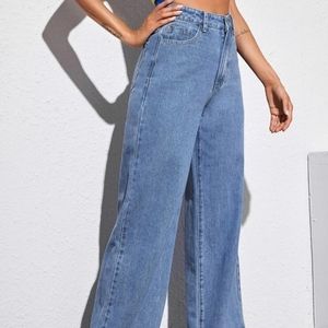 High waisted wide leg jeans